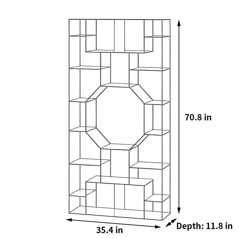 Bibliothèque pratique et polyvalente, Doré, (11 tablettes) H 70,8 po x l 35,4 po x P 11,8 po