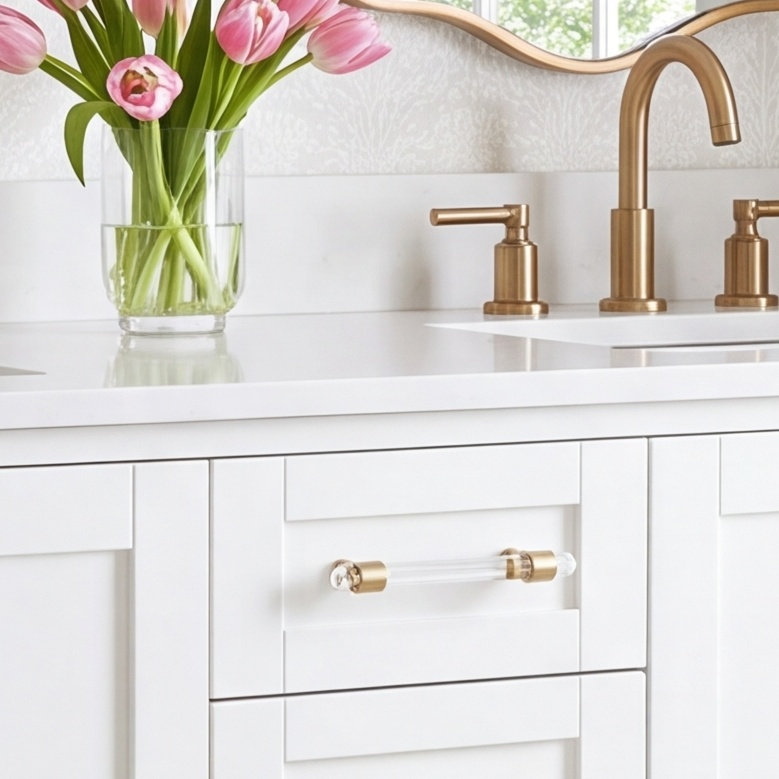 Center to Center Acrylic Bar Pull, Satin Gold, 5.0625"