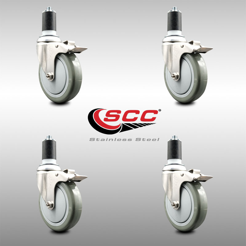 Roulettes pivotantes, H 5 po x l 5 po, gris