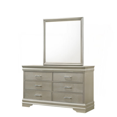 Dresser With Faux Shagreen Embossed Finish And Premium Drawer Construction