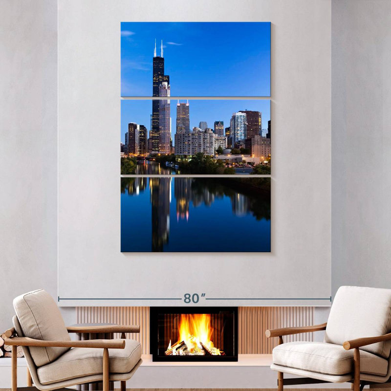 Masam Chicago Illinois At Night I, 74" H x 48" W