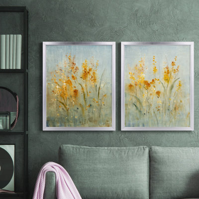 Jet de fleurs sauvages I, toile encadrée de qualité supérieure - prête à être accrochée