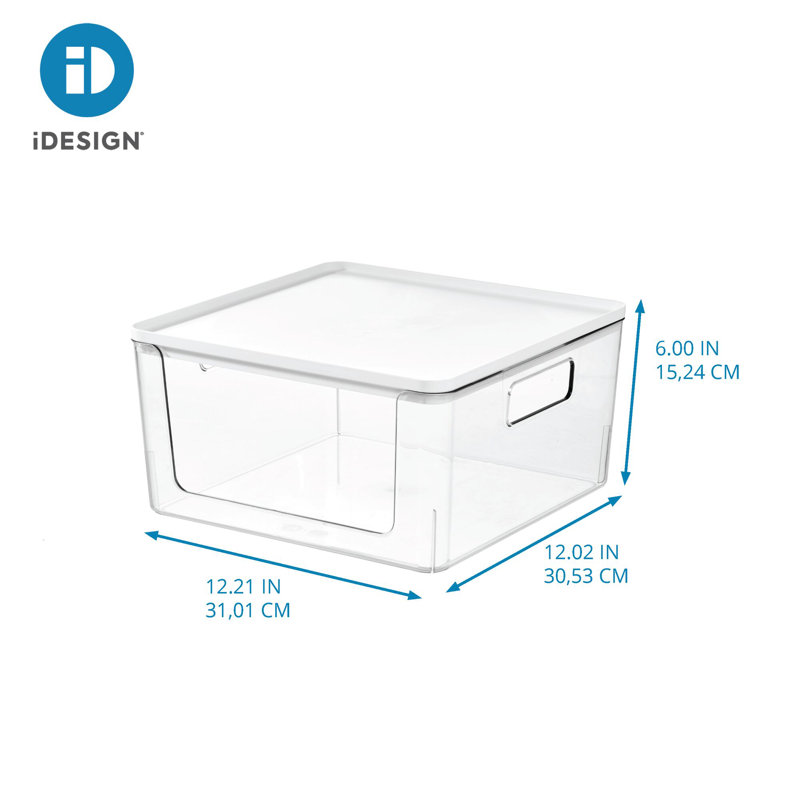 Bac de rangement en plastique avec couvercle ouvert Rosanna Pansino x iDesign, Transparent / guimauve