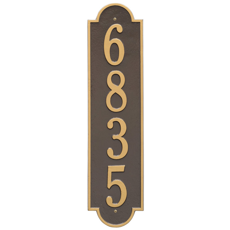 Richmond Personalized Vertical Estate 4-Line Wall Address Plaque, Bronze/Gold