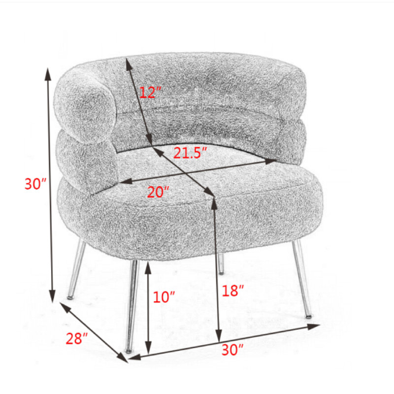 Demetrius Upholstered Barrel Chair, Gray Teddy