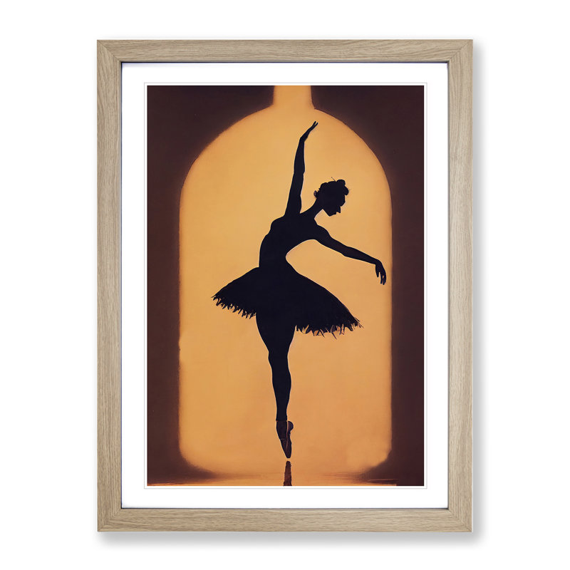 Ballerina In A Bottle Framed Print, 34cm H x 25cm W x 2cm D, Oak Framed
