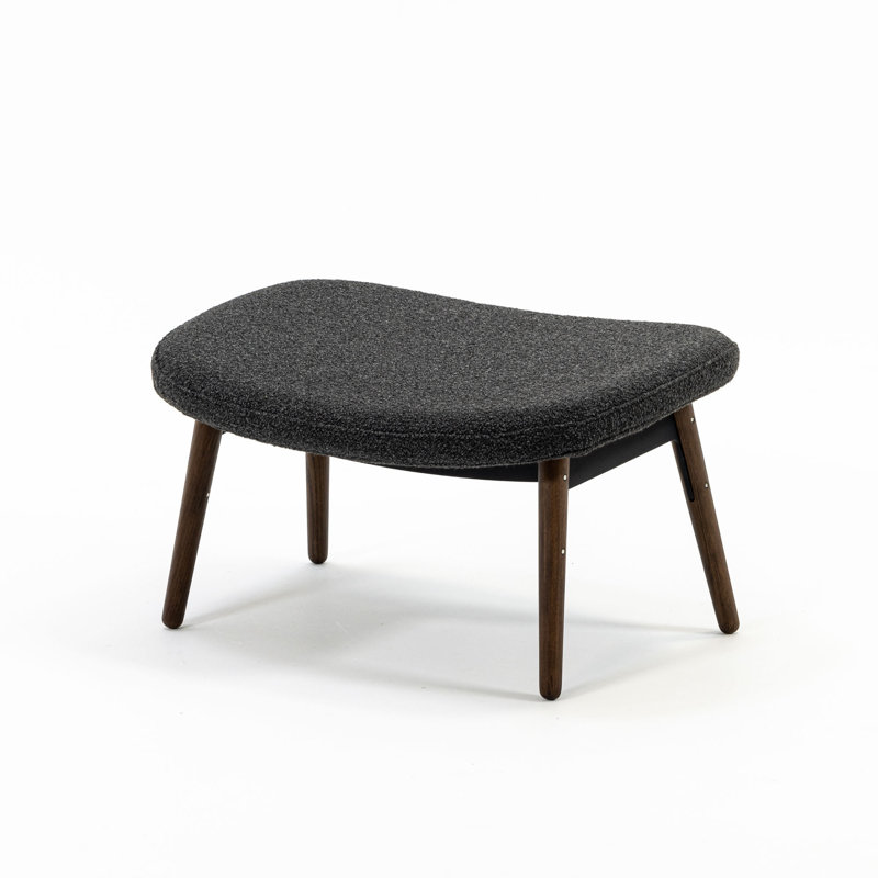 Ella Ottoman, Walnut, Slate Rayon/Viscose