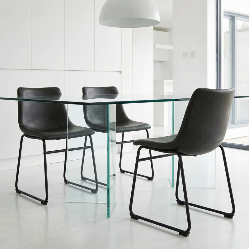 Ensemble de 2 chaises d'appoint rembourrées Lauver, Noir
