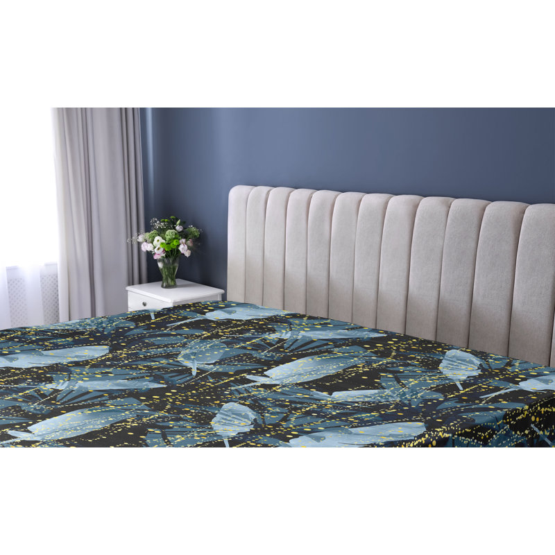 Drap-housse Ambesonne, Drap-housse de taille simple, Moutarde, bleu ciel pâle, bleu / abstrait