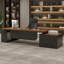 Bureau de direction brun en L en bois massif avec 3 tiroirs-117867043-117867045