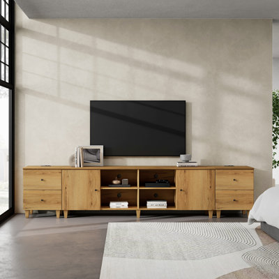 Lysiane Modern TV Stand, 3-In-1 Entertainment Centre TV Console W/ Storage Cabinets & Charging Station, Media TV Cabinet W/ Open Shelf For Living & Bedroom