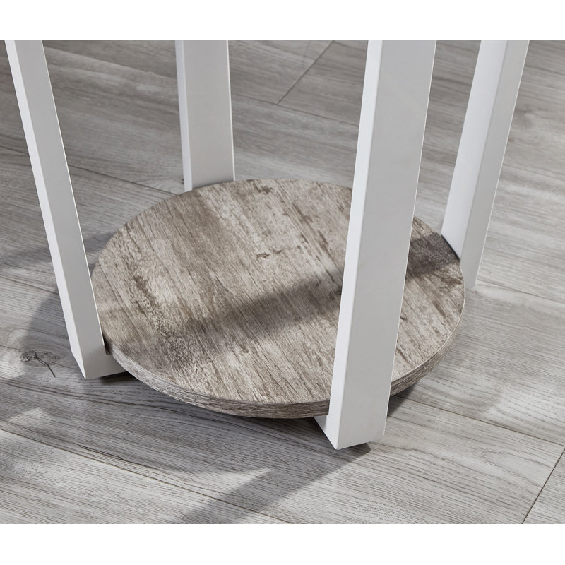 Table de bout ronde avec tablette Elysian, Plateau gris / base grise