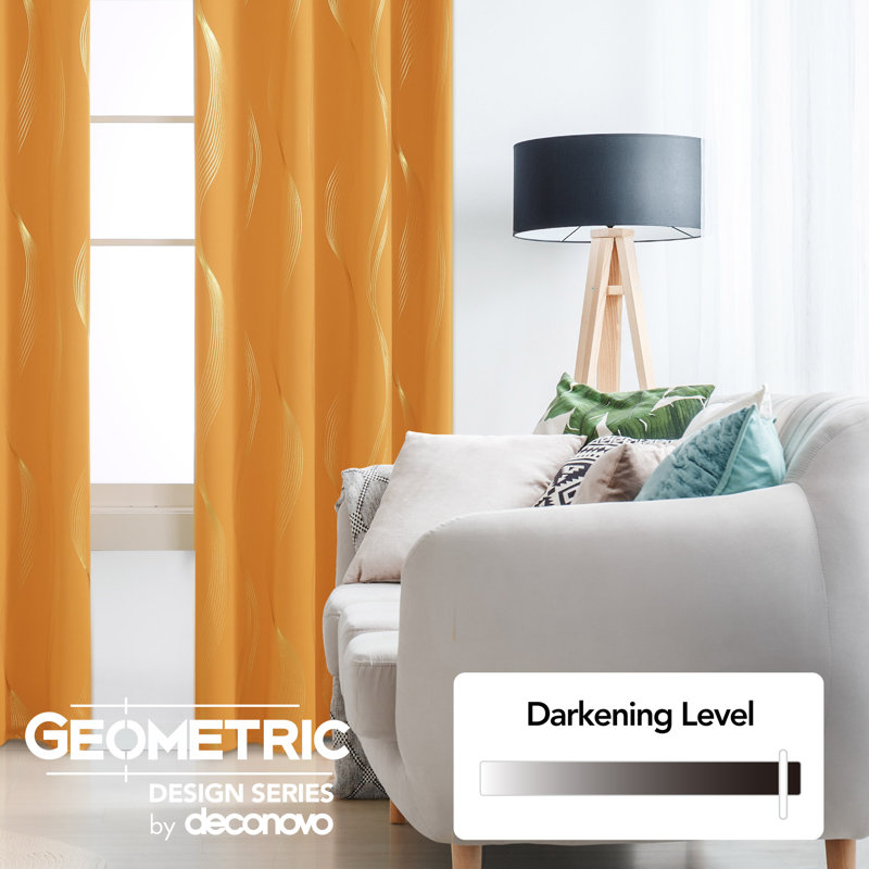 Geometric Blackout Thermal Curtain Pair, 52" W x 84" L, Dark Gray