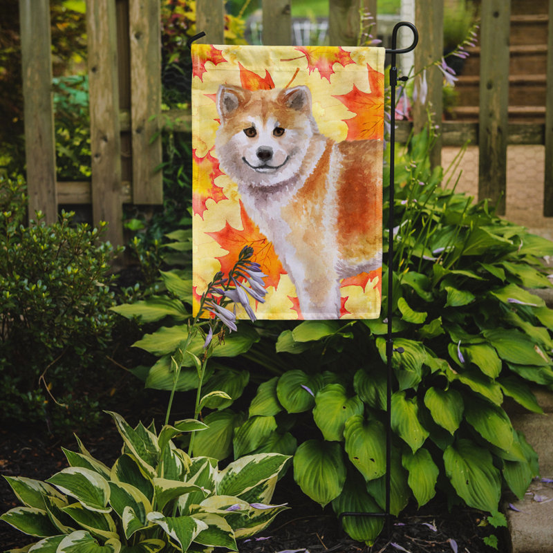 Automne 2 côtés en polyester 15 x 11 po drapeau de jardin, Shiba Inu