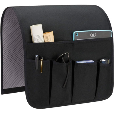 Organisateur d'accoudoir de canapé, support pour télécommande de fauteuil inclinable, organisateur de fauteuil avec 5 poches pour magazines, tablette, téléphone, iPad