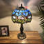 Bernhardiene Tiffany Table Lamp Blue Purple Stained Glass Tulips LED Bulbs Included H22"