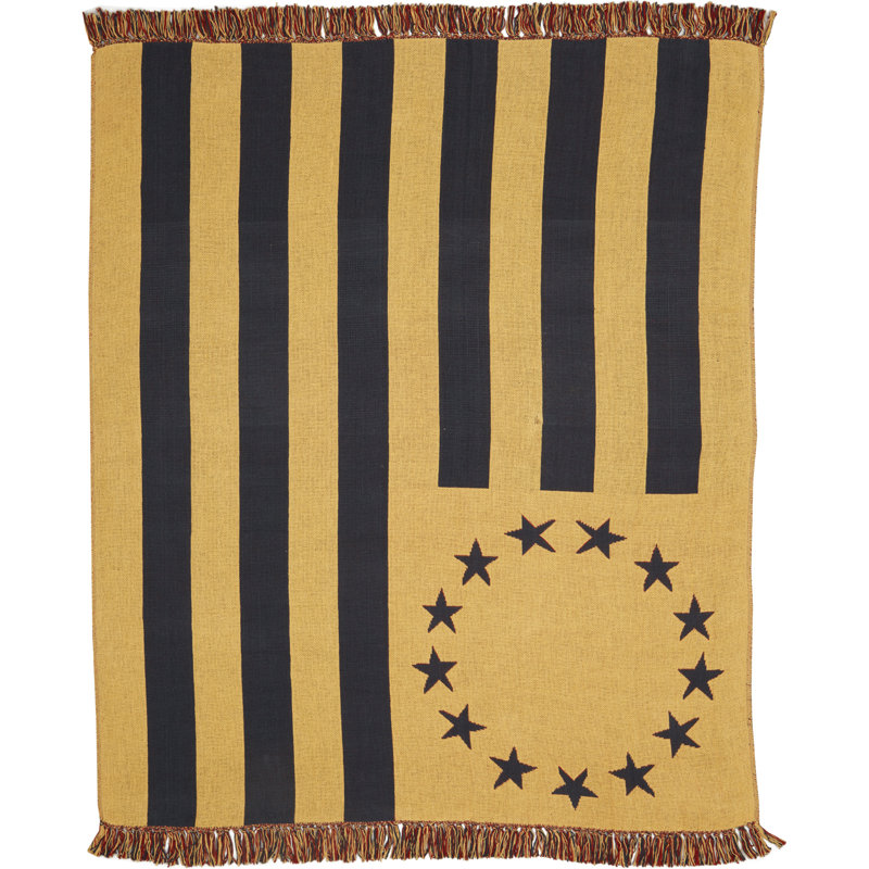 Patriotic Reversible Cotton Throw Blanket with Tassels