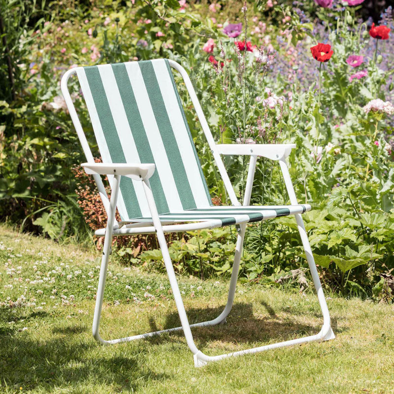 Folding Metal Beach Chair Stripe, Green