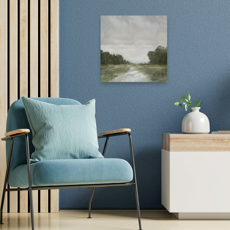 «Tranquility Trees II Abstract Contemporary Landscape Nature», art mural, 18" H x 18" W