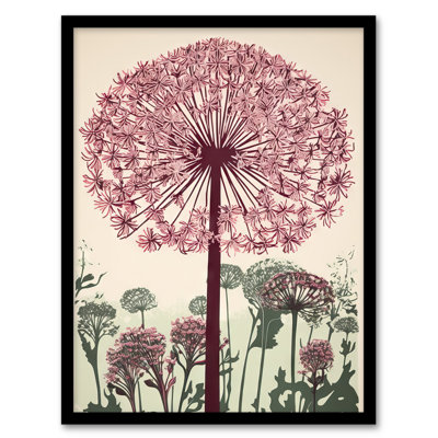 Akifah Allium Flower Blooms Pink Green Wildflower Spring - Single Picture Frame Print