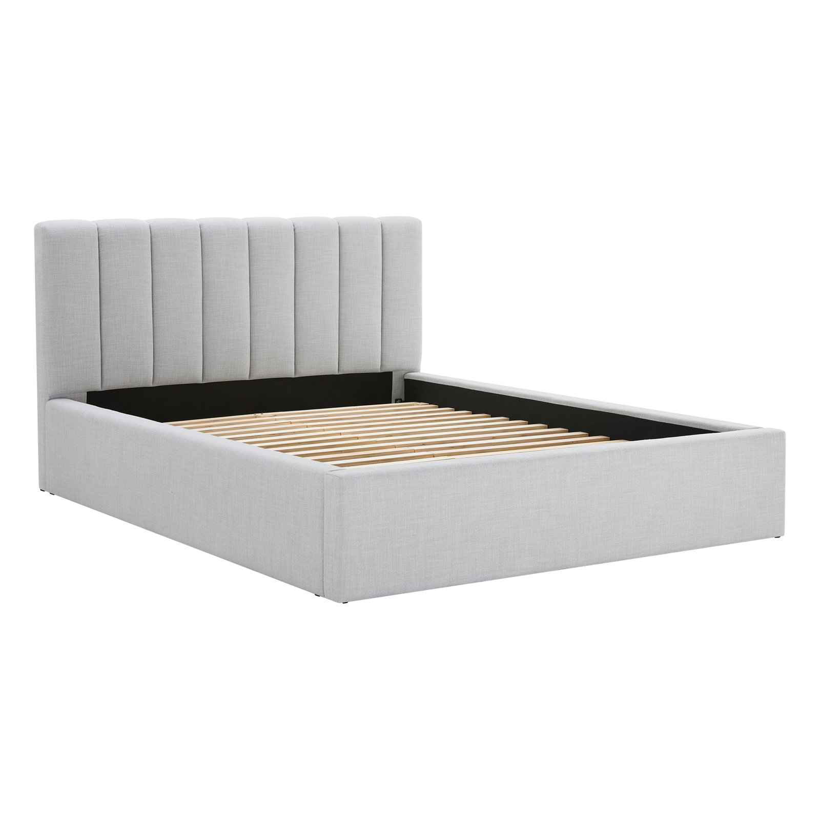 Delmar Linen Upholstered Bed, Queen, Effie Gray Performance Linen