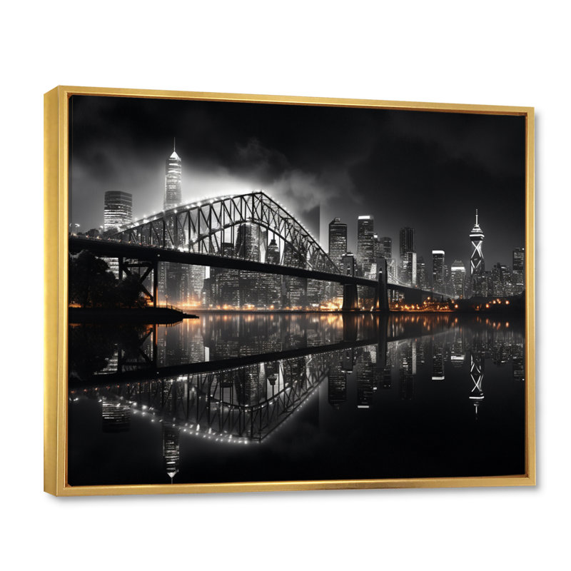 Canada Cityscape Noir II, reproduction d'art sur toile, Or, H 24 po x l 32 po x P 1 po