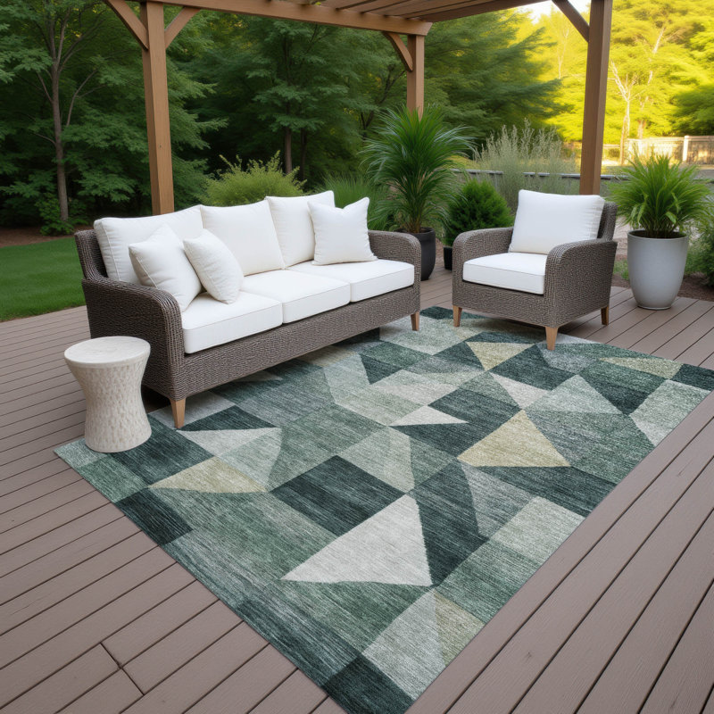 Machine Washable Indoor/Outdoor Jourdan ACN2373 Geometric Rug, Rectangle 9' x 12'