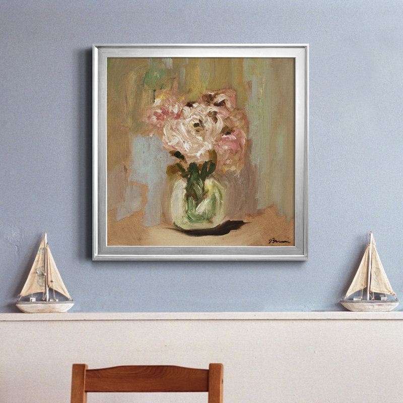 Perfect Peony - Reproduction d'art sur toile encadrée, H 17,5 po x l 17,5 po x P 1,5 po, Encadrement argenté