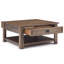 Table basse carrée rustique en bois d'acacia massif l 38 po avec 2 tiroirs et tablette ouverte Monroe-767683053