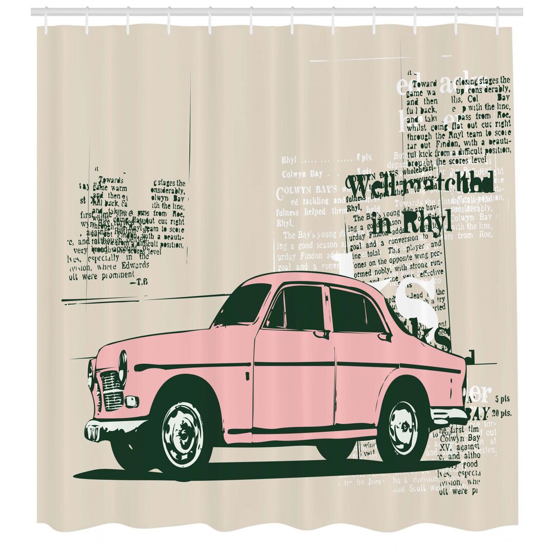 Car Shower Curtain brown,pink,white