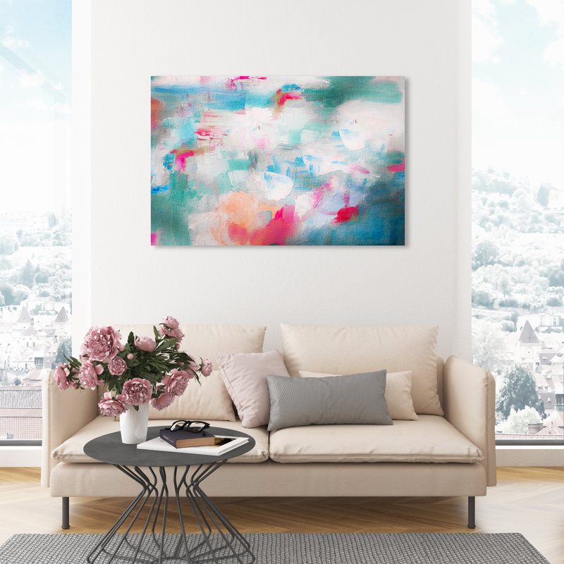 «Abstract Hug Me», peinture sur toile, H 30 po x l 45 po, Toile tendue