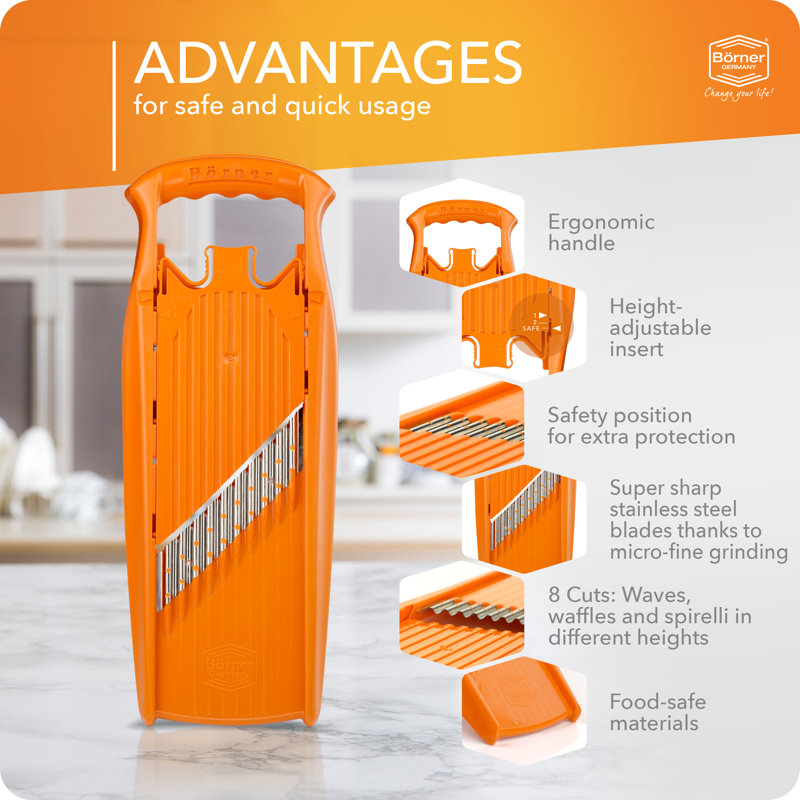 Borner Wave-waffle Power Grater, Orange, Orange