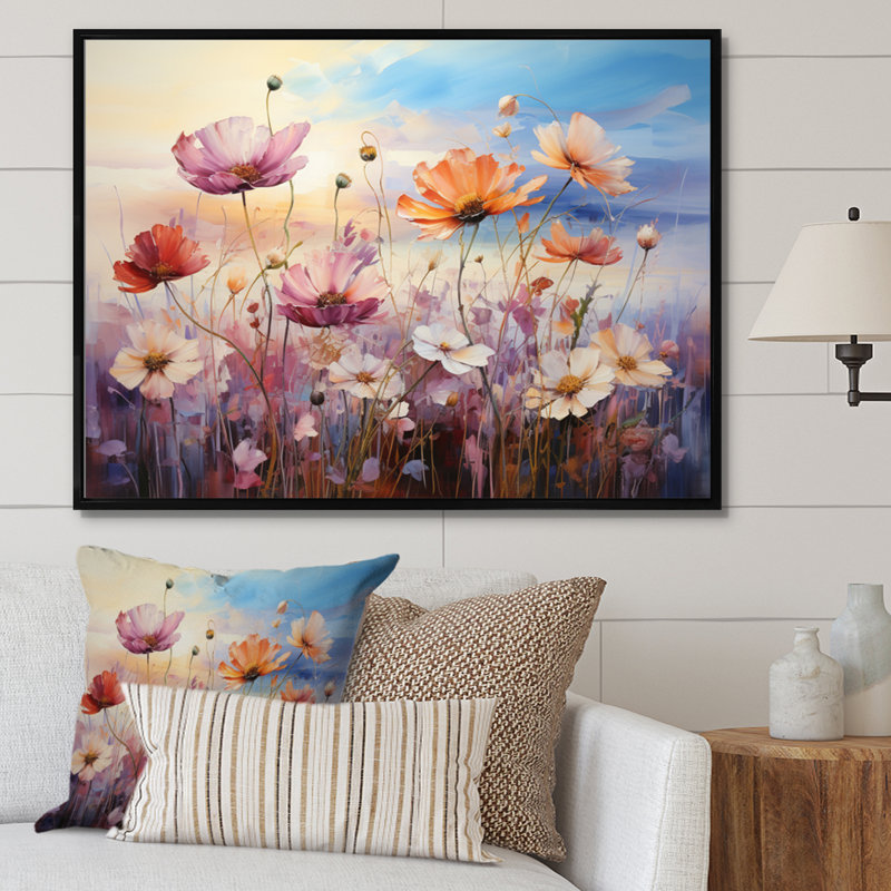 Wildflowers Enchanted Field, reproduction d'art sur toile, Cadre flottant noir, H 24 po x l 32 po