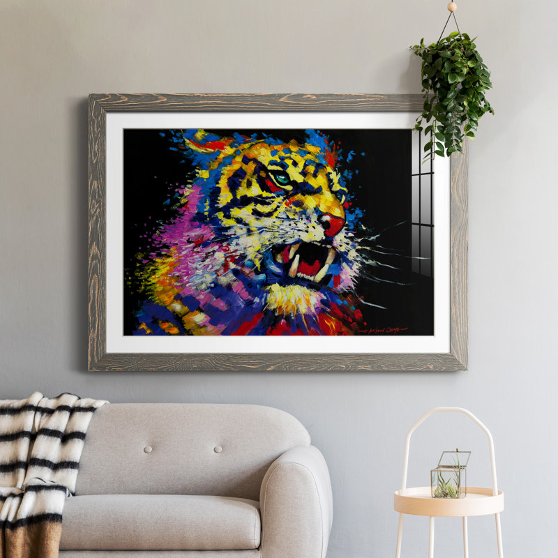 Tigre - peinture encadrée, H 31 po x l 44 po x P 1 po, Encadré gris