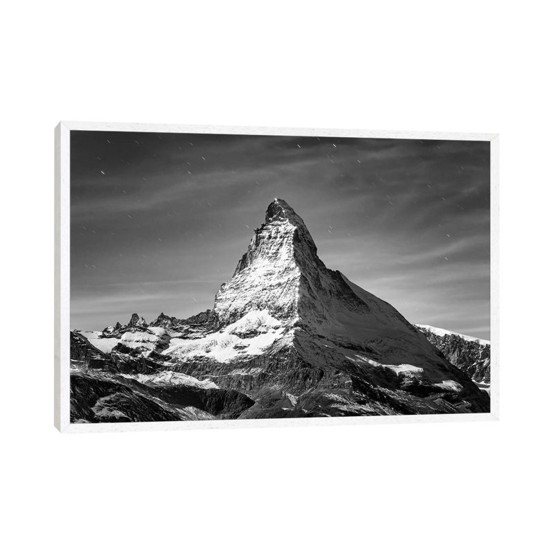 Matterhorn Black And White by Jan Becke - Print on Canvas, White Framed, 101.6 cm H x 66.04 cm W