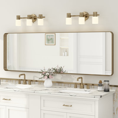 Miroir de salle de bain mural en verre trempé et métal Molly