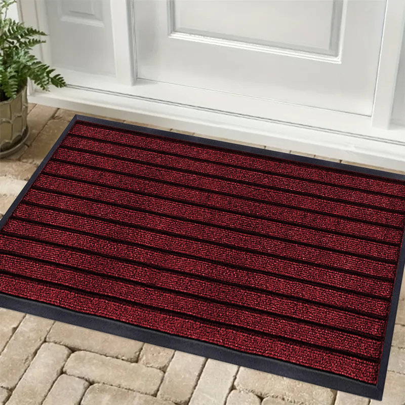 Kirin Non-Slip Indoor Outdoor Dust Resistant Door Mat , 50cm W x 80cm L, Burgundy