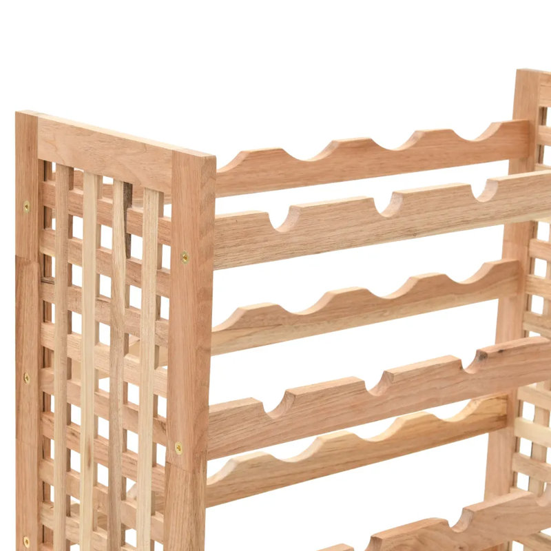 Lorene Solid Wood Floor Wine Bottle Rack in Beige