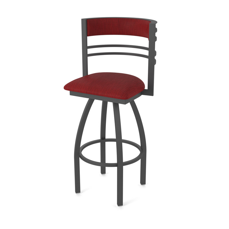 Hunter Swivel Stool, Tabouret de bar (siège d'une hauteur de 30 po), Étain, Tissu-graphique rubis