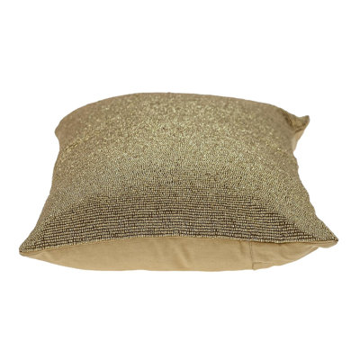 Shimmering Gray Beaded Luxury Throw Pillow