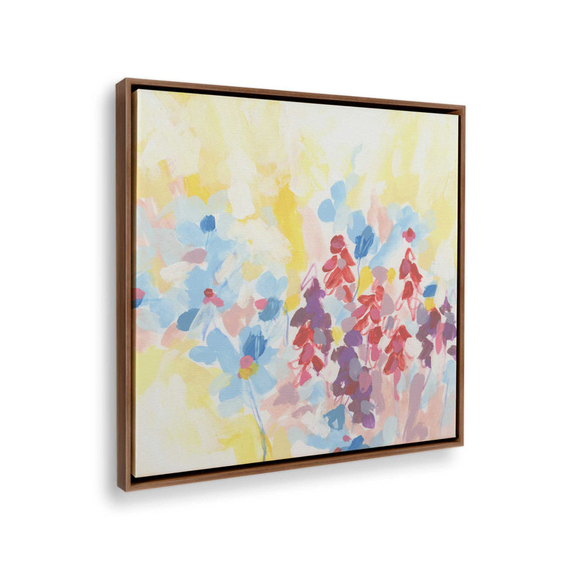 «Bright Abstract Wildflowers I» par June Erica Vess, reproduction d'art sur toile, H 20 po x l 20 po, Brun