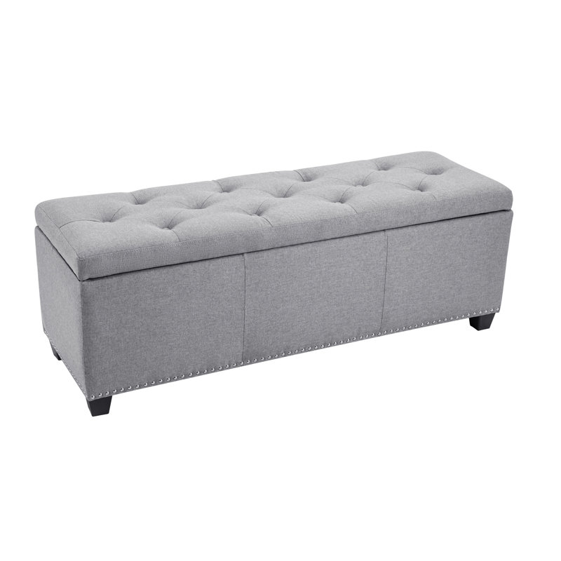 Anitria Fabric Flip Top Storage Bench, Gray