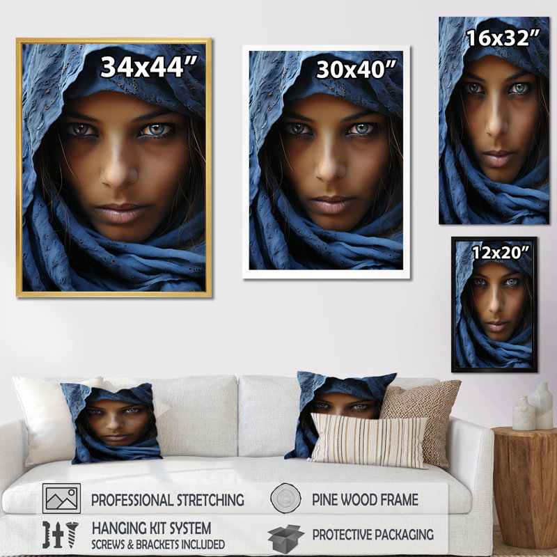 Thynne African Tribes Sahara touareg II sur toile, H 40 po x l 30 po x P 1,5 po, Cadre flottant blanc