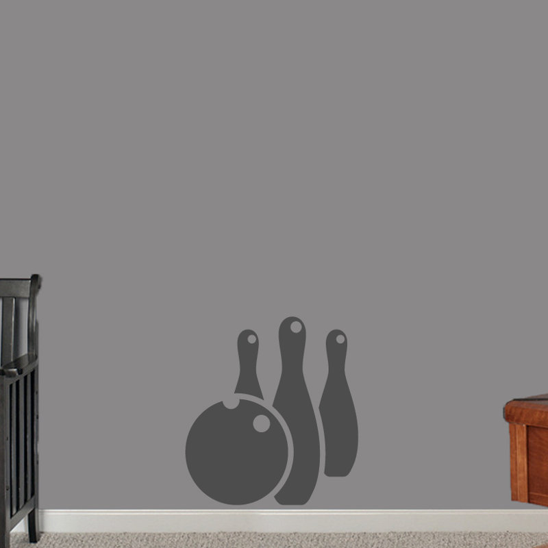 Décalcomanie murale boule de bowling et épingles, Gris foncé