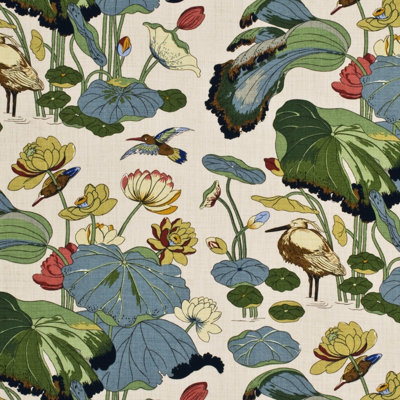 Nympheus Linen Fabric in Stone/Pistachio