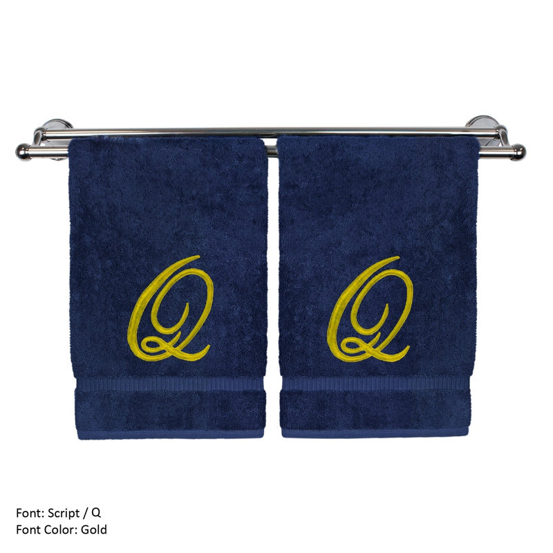 Super Plush Hand Towel, Navy/Gold, Q