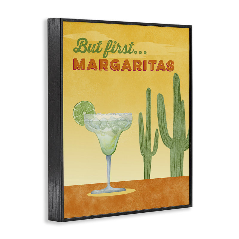 «Margarita & Desert Cactus», art de la giclée encadrée par Brett Blumenthal, H 20 po x l 16 po, Giclée encadrée noir minuit