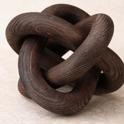 Natural Wood 3-Link Chain Decor, Rustic Tabletop Accent, Black Walnut