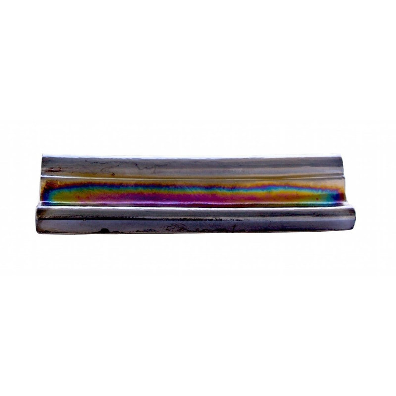 Atmosphere 2 in. x 8 in. Iridescent Recycled Glass Handmade Trim Decorative Wall & Pool Tile, Iridescent Black