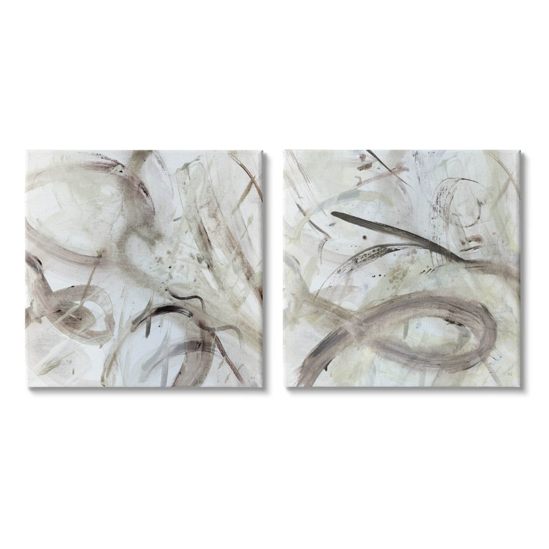 "Modern Neutral Tones", ensemble de 2 toiles murales abstraites par Susan Jill, H 17 po x l 34 po x P 1,5 po